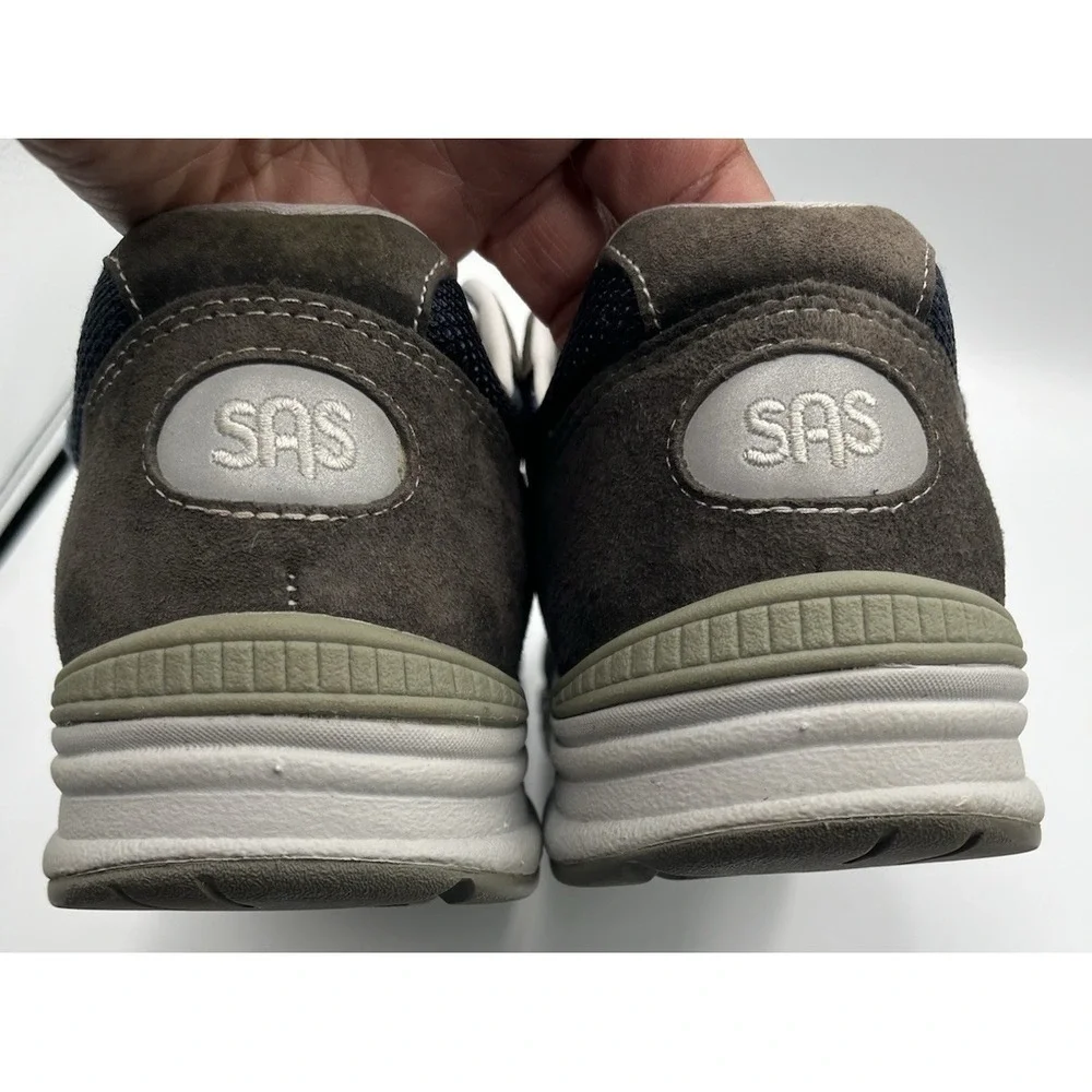 SAS JV Mesh Sneakers Mens‎ 11 Blue Gray Suede Comfort Walking Shoes Hook Loop